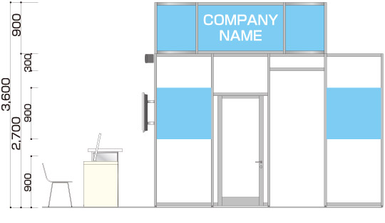 1小間Type-D b-立面図